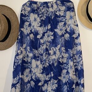Blue and White Floral Women's Skirt Coverup